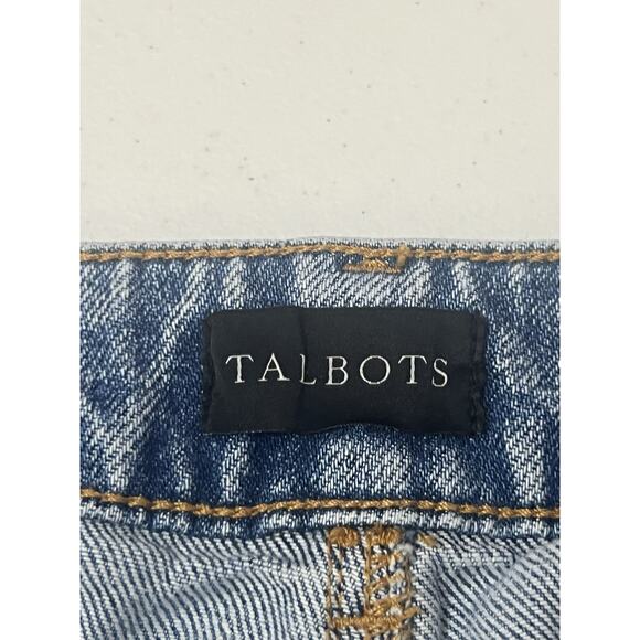 Talbots Women’s Distressed Size 10 High Wast Relaxed Fit Straight Leg Blue Jeans - Picture 6 of 10